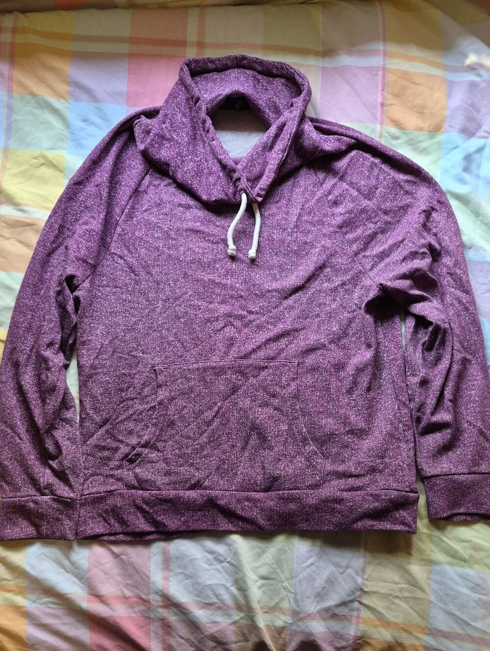 Cozy Women's Heathered Plum Funnel Neck Hoodie
